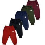 STARLATH Baby Kids Warm Fleece Regular, Multicolour Pajama Pants, Winter Wear Trackpants For Baby Boys And Girls (Pack Of 5, 3-4 Years)