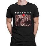 Horror Friends Halloween Shirts for Men Funny Scary Graphic Short Sleeve Fall Tee Blouse, Black Men, Large