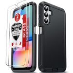 LeYi for Samsung Galaxy A05S Case: Galaxy A05S 4G Case with [2 Pack] Tempered Glass Screen Protector, Heavy Duty 3 in 1 Full Body Rugged Shockproof Cell Phone Case for Samsung Ao5S 4G 6.7", Black