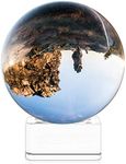 Navaris Crystal Clear Glass Ball - 70mm Transparent K9 Globe for Meditation Divination - Photo Sphere Prop for Art Decor, Photography w/Stand