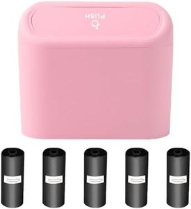 Jotia 76Pcs Car Trash Can with Lid and Car Trash Bags, Garbage Can Waterproof Mini Vehicle Trash Can Plastic Desktops Trash Can Car Dustbin Garbage Organizer Hanging Garbage Container Bin (Pink)