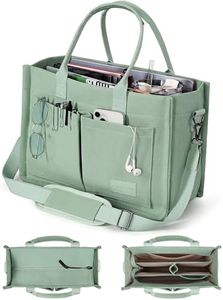 FIORETTO Canvas Tote Bag for Women with Zipper Closure & Individual Compartments for Work College for Teacher & Nurse XL