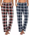 Ekouaer Womens 2 Pack Lounge Pants Comfy Pajama Pants Plaid Pajama Bottoms with Pockets Drawstring Pj Bottoms Pants