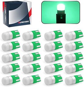 VehiCode 194 168 2825 W5W LED Bulb Green 158 161 192 2827 Mini 12V T10 Wedge Lamp Replacement for Car Dash Instrument Panel PC194 PC161 Gauge Cluster Dome Map Door Courtesy Marker Light (20 Pack)