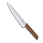 Victorinox Swiss Modern, Carving Knife, Extra Sharp Blade, Straight Edge, 22 cm, Noble Wooden Handle, Stainless Steel, Brown