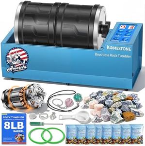 Dual-Barrel Rock Tumbler Kit – 8LB Extra Large Capacity (4LB × 2), Brushless Motor & Heavy Metal Base, 3 Speeds & 9-Day Timer, Rock Polisher for Adults & Collectors, Full Accessories Included