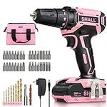 SHALL Pink Cordless Drill Driver 20V Electric Power Drill Screwdriver Set with 2.0AH Battery & Fast charger for Women, 3/8'' Keyless Chuck, Variable Speed, 18+1 Position & 34pcs Drill/Driver Bits