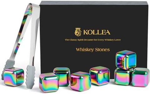 Kollea Whiskey Stones, 8 PCS Multicolor Stainless Steel Whiskey Chilling Rocks, Reusable Ice Cubes for Bottle Drinking, for Men Dad, Boyfriend, Bourbon, Cocktail Bar, Fathers, Anniversary, Christmas