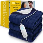 Cosi Home® Luxury Heated Throw in Navy Blue - Electric Blanket - Extra Large Heated Blanket, Machine Washable Fleece & Sherpa - Digital Remote, Timer and 10 Heat Settings - Double Size, 200 x 150 cm