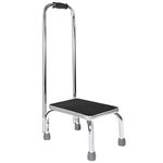 Vaunn Medical Foot Step Stool with Handle and Anti Skid Rubber Platform, Lightweight and Sturdy Chrome Stool for Children, Adults and Seniors