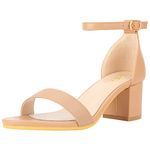 ZriEy Women's Heeled Sandals 2.2 Inches Strappy Open Toe Stiletto High Heels Mid Heels Ankle Strap Fashion Bridal Party Wedding Pump Shoes, 2.2 Inches - Nude, 7