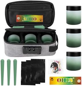 Smell Proof Bag with Combination Lock, Smell Proof Box Organizer with 3 Glass Jars, Carbon Lined Odor Proof Storage Case for Medicine, Travel and Personal Items (Gray)