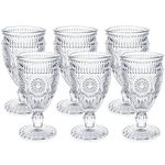 Kingrol 6 Pack Wine Glasses Goblets, 10 oz Vintage Water Glasses, Romantic Mixed Drink Glasses for Party, Daily Use