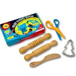 Lattooland Play Dough Tools |Wooden Tools for Clay |Montessori Toys |Pretend Play| Durable & Safe | Set of 5 Child-Sized Tools for Boys Girls 2 3 4 5 6 7