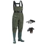 FISHINGSIR Fishing Chest Waders for Men with Boots Mens Womens Hunting Bootfoot Waterproof Nylon and PVC Waders with Wading Belt