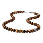 GAVU Brown Tiger Eye Crystal Men's Beaded Necklace 50cm