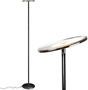 Brightech Sky LED Torchiere Super Bright Floor Lamp - Contemporary, High Lumen Light for Living Rooms & Offices - Dimmable, Indoor Pole Uplight for Bedroom Reading - Black Chrome