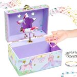 Jewelkeeper Unicorn Jewellery Box for Girls Birthday - Childrens Jewelry Box for Girls with Pullout Drawer, Pink Music Box with Glitter Rainbow Design, Plays The Beautiful Dreamer Tune -15x10.8x8.6 cm