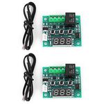 2Pcs W1209 DC 12V Digital Temperature Controller Board Module Switch Micro Thermostat -50-110°C Electronic Thermometer with Waterproof Sensor Probe