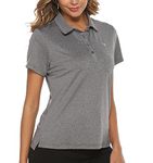 YSENTO Women Golf Shirts Dry Fit Short Sleeve Moisture Wicking Polo Shirts(Dark Grey, Size M)