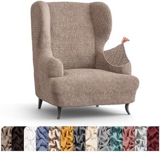 Mamma Mia Covers Wingback Chair Slipcover - High Back Chairs Slipcovers - Armchair Cover - 1-Piece Form Fit Stretch Furniture Protector - Microfibra Collection - Marsala (Wing Backed Chair)
