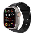 MoKo Bands Compatible with Apple Watch Ultra 2/Ultra Band,Bracelet Apple Watch Ultra Strap for Men Women 49mm 46mm 45mm 44mm 42mm,Silicone Replacement Band for iWatch Series 10 9 8 7 6 5 SE,B/Coalbk