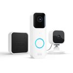 Blink Video Doorbell + Sync Module 2 + Blink Mini (White) | Two-way audio, HD video, long-lasting battery life, motion detection, chime app alerts, Works with Alexa (White)