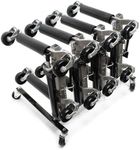 Wiltec Set Storage Rack for 4x Car Tyre Skates and 4x Dolly, Ball Bearing, Manoeuvring Aid Hydraulic 680kg Load Each and Up To 30cm Tyre Width