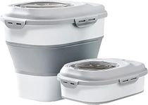 VBM Cat Food Storage Container Cereal Rice Food Storage Containers, Collapsible Dispenser Bin with Rolling Wheel Airtight Locking Lid, Dog (collapsible rice storage container)