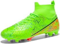 MIGPOGZAI Men's Soccer Shoes High-Top Soccer Cleats Outdoor Breathable Athletic Professional Spikes Youth Boys Football Shoes Unisex, Green, 3