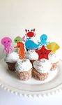 The Banner Company Under the Sea Cupcake Toppers Set of 8 – Adorable Ocean Theme Decorations, Birthday Cake Decor, Kids' Sea Life Party Supplies