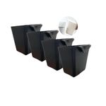 Rikyo 4Pack Hanging Cup Holders,Trolley Basket Storage,Rolling Cart Accessories,4.75x4 Hanging Pencil Holder Storage Containers Hanging Buckets Hanging Bins,Make Up Pencil Holder (Black)