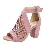 High Heels Shoes for Women Summer Peep Toe Block Heel Sandals Ladies Ankle Boots Hollow Zipper Fashion