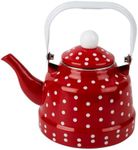 Cabilock 1.1Quart Enamel Tea Kettle Tea Pot: Red Teapot Stovetop Porcelain Teapot Kettle Red Tea Kettle for Stove Top with Handle for Stovetop Hot Water Boiler