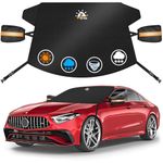Zettum Car Windshield Cover - 600D Windshield and Mirror Cover for Ice and Snow Windproof & Heavy Duty, Standard Winter Frost Hail Protector for Most Car, Truck, SUV, Van and MPV (70 x 50 Inch)