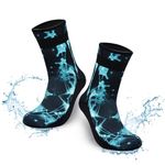 ABPOK 3mm Wetsuit Socks, Neoprene Diving Socks Anti-slip Thermal, Adjustable Velcro loop Strap for Men Women Diving Swimming Surfing (S, Starry Blue)