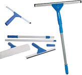 Unibos | Window Cleaning Kit, Window Cleaning Pole and Squeegee Cleaner with Aluminium Pole for High Windows Squeegee Head Indoor & Outdoor Glass Cleaner | Complete Kit | Extendable