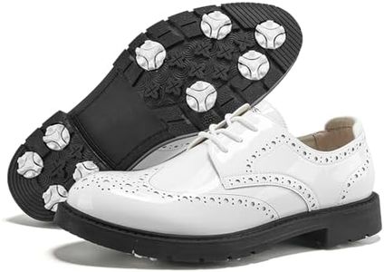Zakey Classic Golf Shoes Men Spikesless Golf Sneakers Luxury Walking Footwears for Golfers (White,11.5)