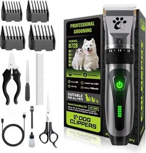 Tondeuse professionnelle sans fil, 2 vitesses, faible bruit, tondeuse pour petits et grands poils épais, chiens et chats
