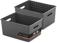 BINO | Plastic Storage Baskets Small - Grey | THE STABLE COLLECTION | Multi-Use Storage | Rectangular Cabinet Organizer | Baskets For Organizing with Handles | Home Office Organization and Storage