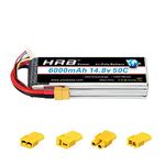 HRB 4S 6000mAh 14.8V 50C-100C RC Lipo Battery with XT60 Plug Compatible with RC Helicopter Airplane Car Boat Truck