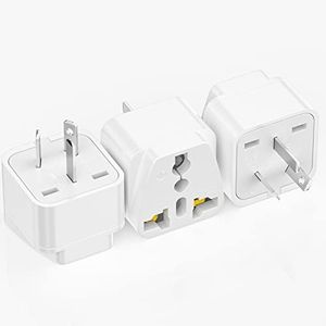 3pcs Universal Travel Adapter with Type I Universal 3 Pin Safety Grounded Inputs, CN, US, UK, India, UAE, EU to Australia 3 Pin Power Plug, Type I AU International Power Adapters White