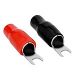 20pcs Barrier Spade Fork Terminal Connector 4 GA AWG Gauge Crimp Red Black Boot