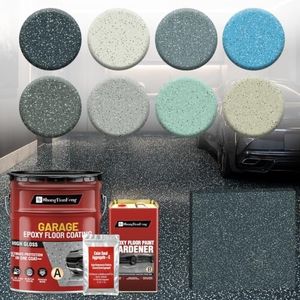 Luxury 3‑Component Epoxy Colored Sand Self‑Leveling Floor Paint, Marble‑Effect, 100% High Solids, 5.5:1 Sand‑Aggregate Ratio, 6H Hardness,1.5mm Finished Thickness (Dark gray,4 Gallon,100 Sq.Ft)
