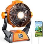 Camping Fan - Rechargeable Portable Battery Powered Camping Fans for Tents with LED Light, Power Display, Timers & 360° Hanging Hook, Ultra Quiet USB Personal Tent Fan for Fishing Travel Home Office