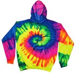 Colortone Tie Dye Hoodie Sweatshirts Pullover Multicolored Adult Sizes, Neon Rainbow, Large