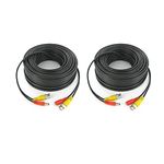 CASPERi 2 Pack 10M / 32 feet 2-in-1 Pre-made Black BNC Video Power Cable Security Camera CCTV Cable for DVR System Installation and HD Surveillance Camera