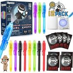 Joycover Invisible Ink Pen with UV Light for Kids, 12 Pack Spy Pen and Notebook, Spy Party Favors for Kids 4-8 8-12, Classroom School Prize Goodie Bag Stuffers, Christmas Birthday Gift for Boys Girls