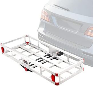 VEVOR 49 x 22 x 7 Inch Hitch Cargo Carrier,500lb Capacity Trailer Hitch Mount Aluminum Cargo Basket,Luggage Carrier Rack Fits 2" Hitch Receiver for SUV Truck Pickup Camping