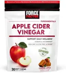 Force Factor Organic Apple Cider Vinegar Soft Chews for Digestion and Metabolism Support, Apple Cider Vinegar with Mother, ACV Supplement, Gluten-Free, & Vegan, Caramel Apple Flavor, 30 Soft Chews